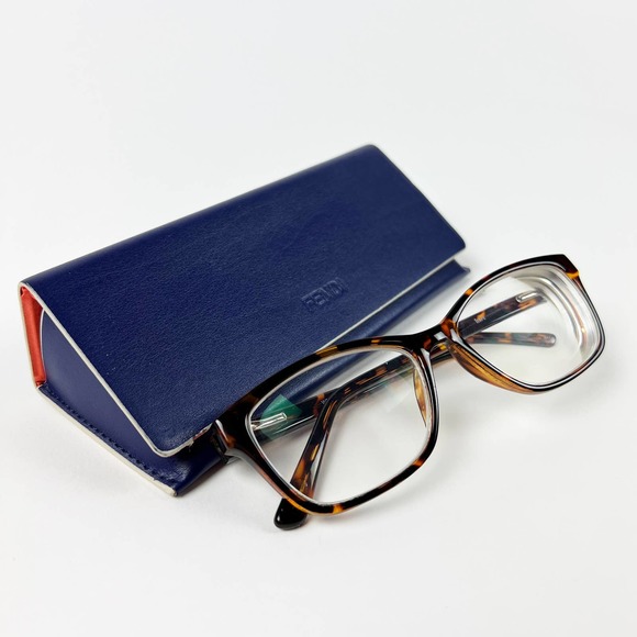 Fendi leather glasses case blue orange main image 4